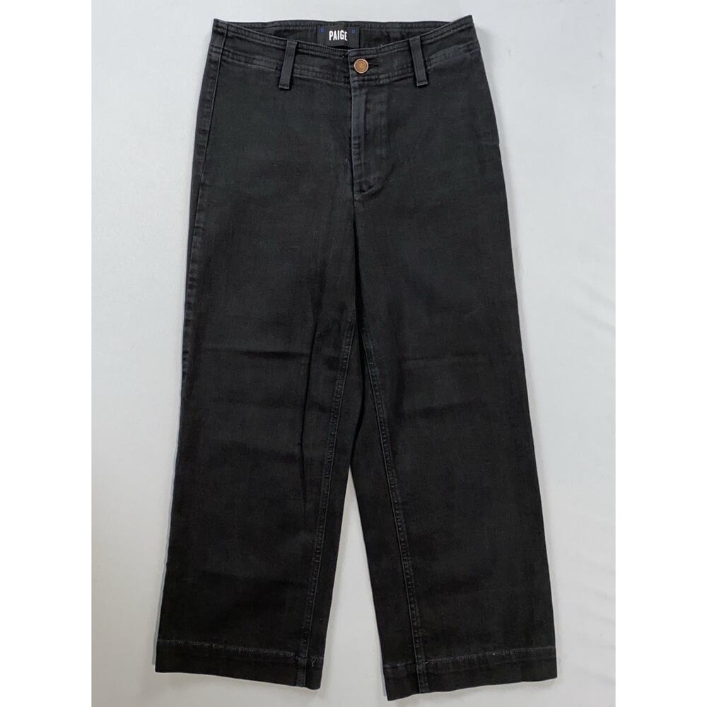 Paige Nellie Wide-Leg Crop Stretch Denim Jeans. Washed Black, Women's 25. GUC!